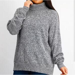 Karen Scott Marled Cotton Gray Knitted Long Sleeve Turtleneck Sweater Small